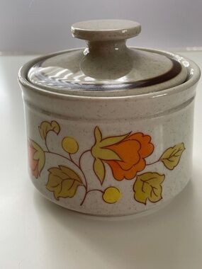 Vintage - Sugar pot - Sucrier - Floral Patterned  with Orange Design - Monterey